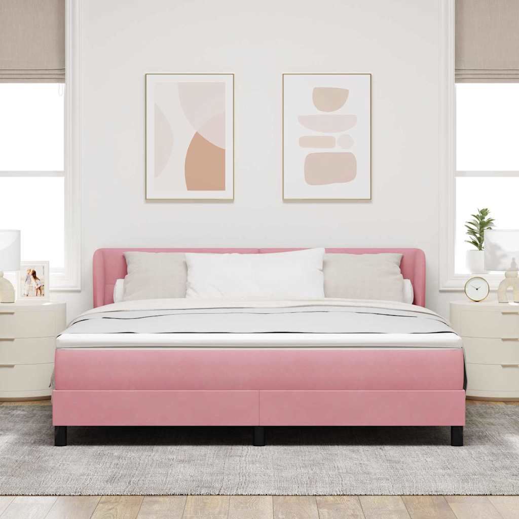 Boxspringbett mit Kopfteil Rosa 180 x 200 cm Samt