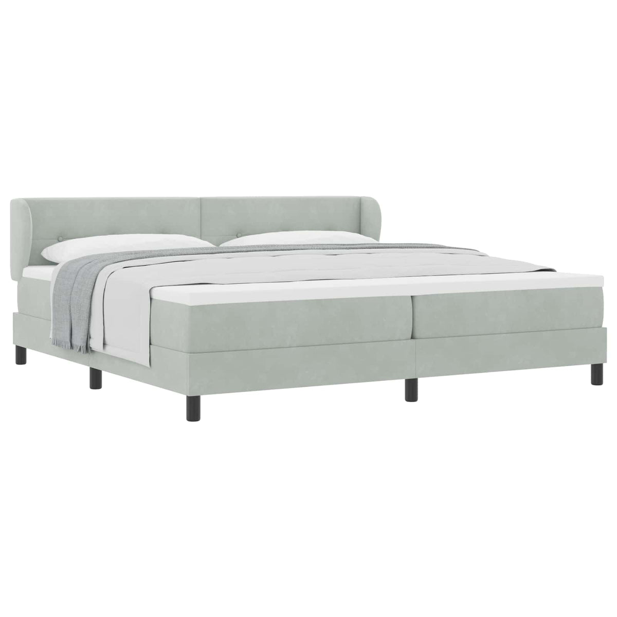 Boxspringbett mit Kopfteil Hellgrau 200 x 200 cm Samt