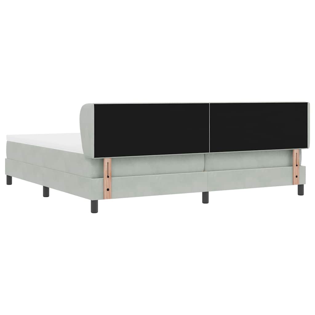 Boxspringbett mit Kopfteil Hellgrau 200 x 200 cm Samt