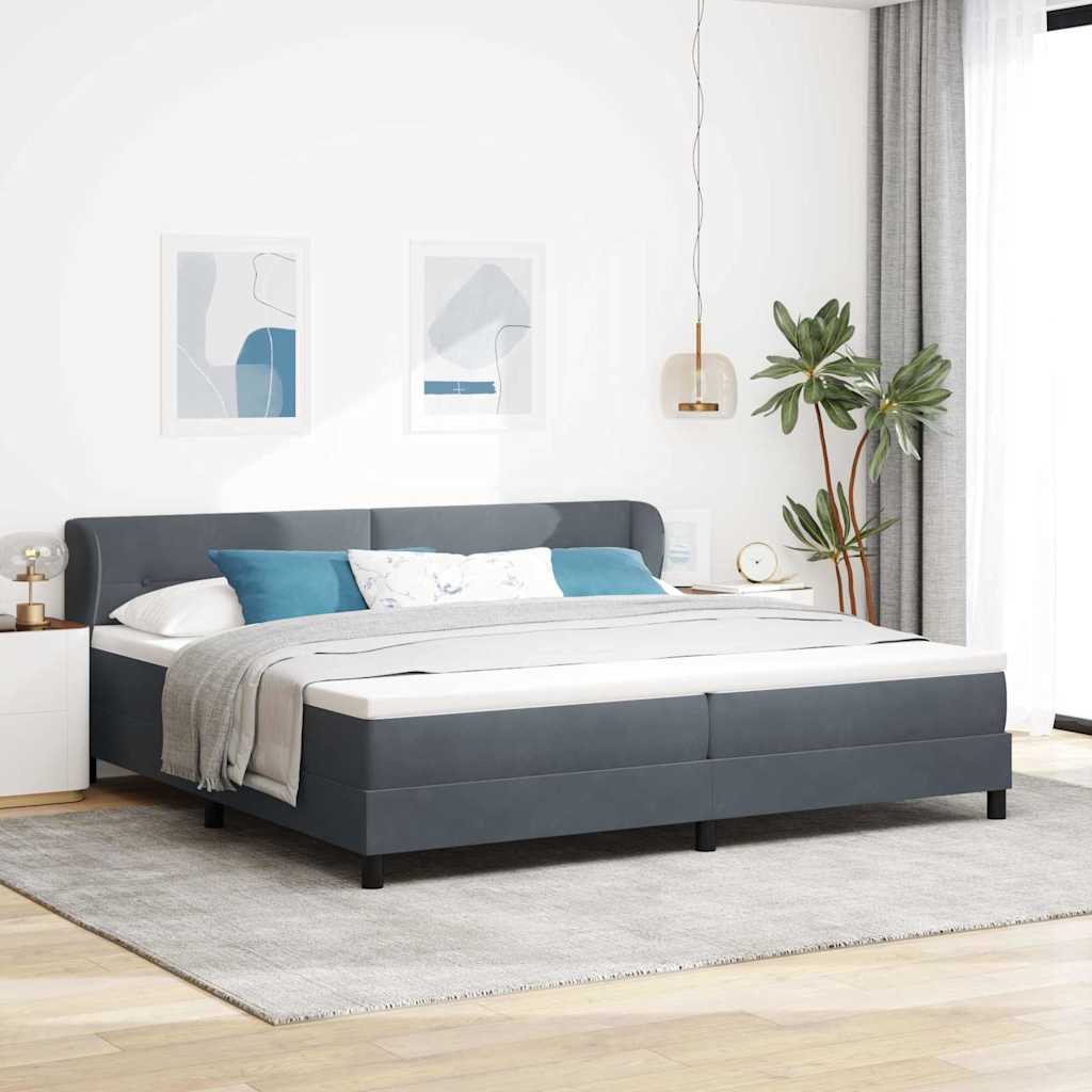 Boxspringbett mit Kopfteil Dunkelgrau 200 x 200 cm Samt