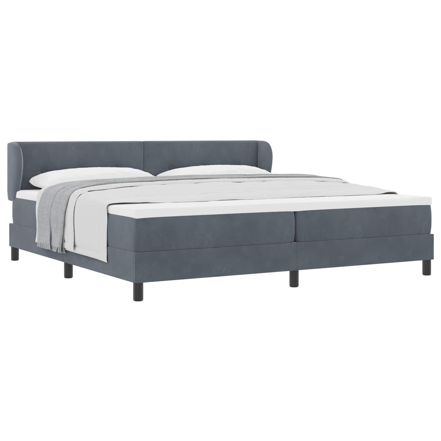 Boxspringbett mit Kopfteil Dunkelgrau 200 x 200 cm Samt