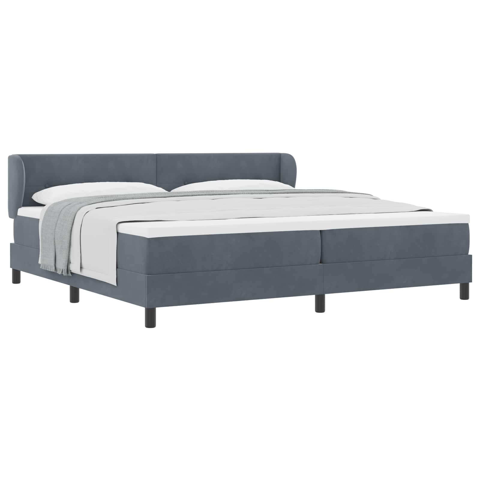 Boxspringbett mit Kopfteil Dunkelgrau 200 x 200 cm Samt