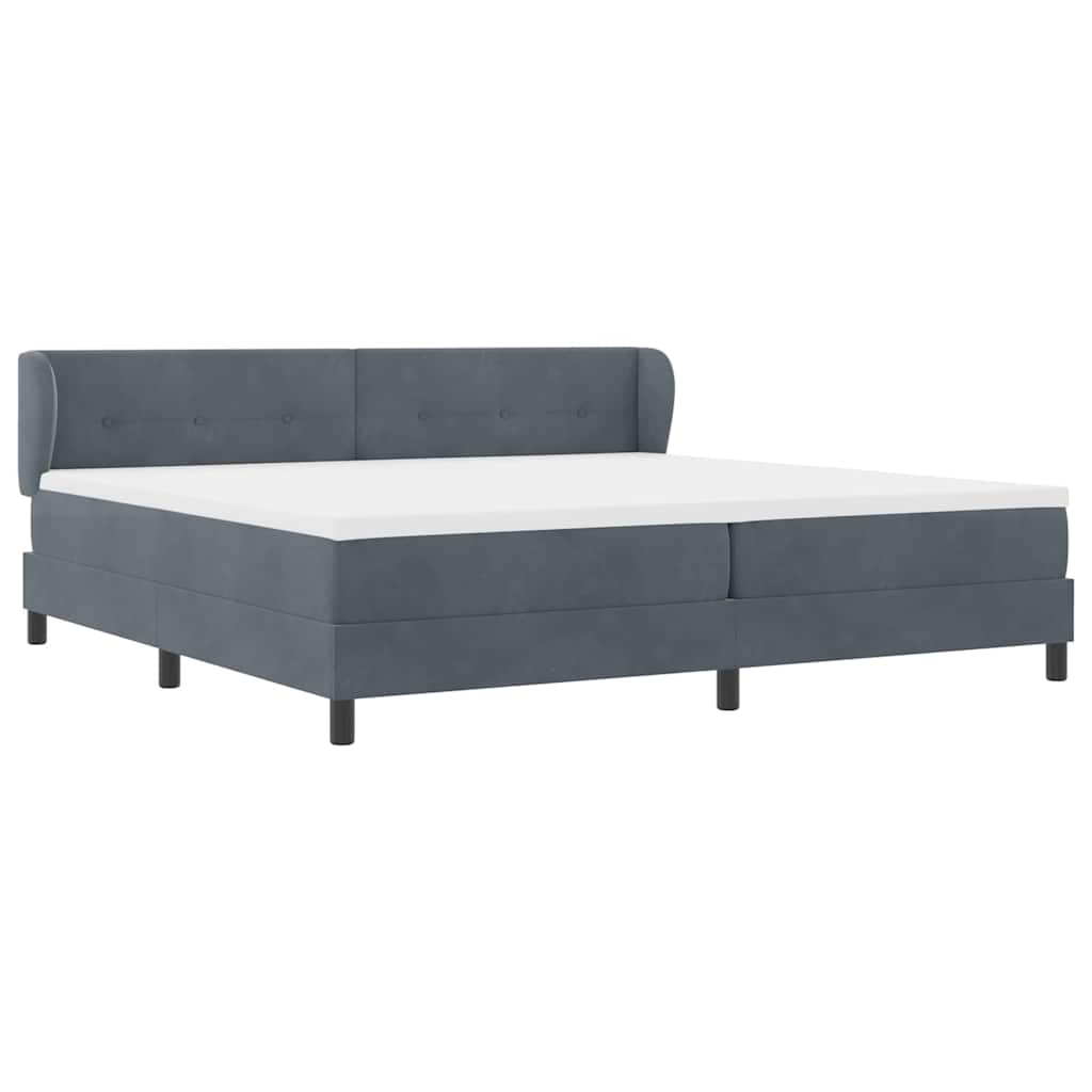 Boxspringbett mit Kopfteil Dunkelgrau 200 x 200 cm Samt