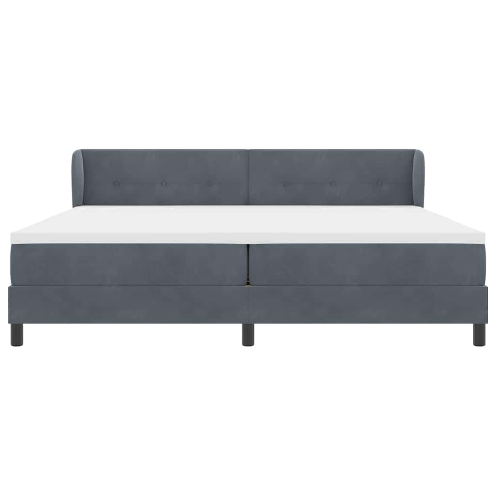 Boxspringbett mit Kopfteil Dunkelgrau 200 x 200 cm Samt