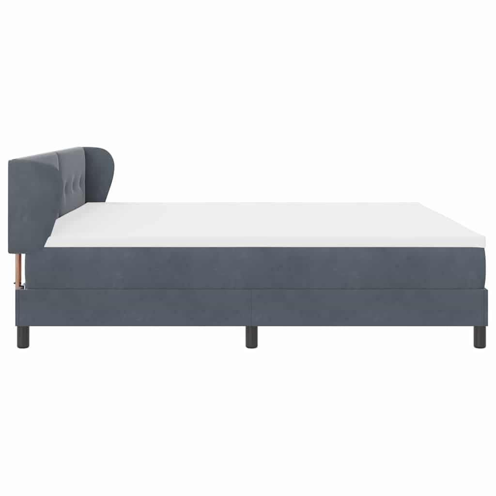 Boxspringbett mit Kopfteil Dunkelgrau 200 x 200 cm Samt
