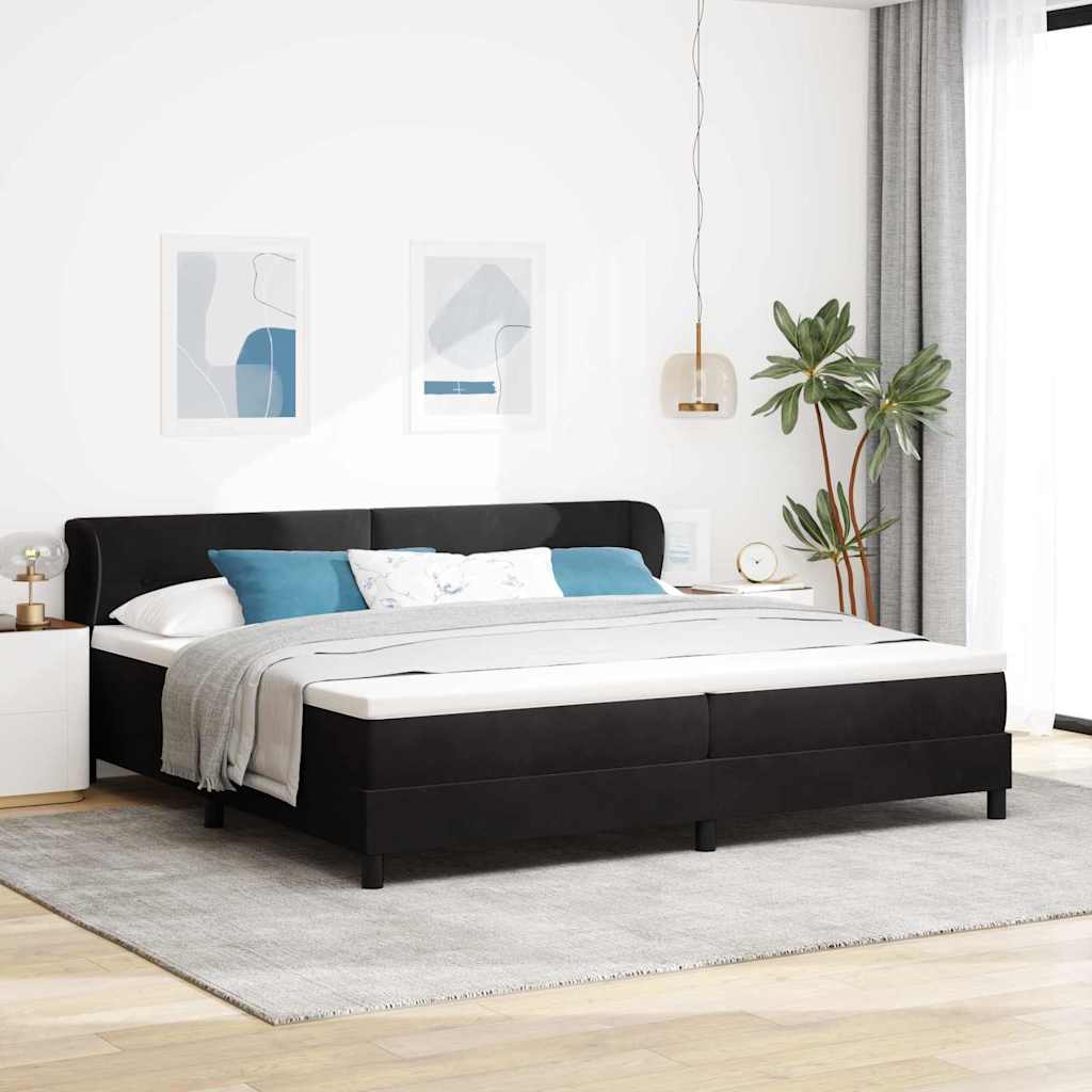 Boxspringbett mit Kopfteil Schwarz 200 x 200 cm Samt