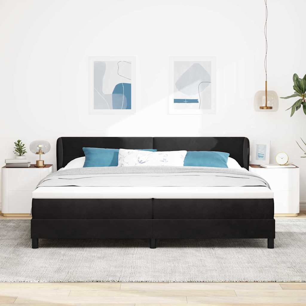 Boxspringbett mit Kopfteil Schwarz 200 x 200 cm Samt