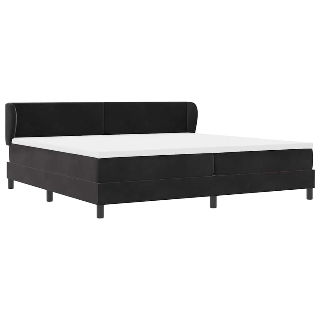 Boxspringbett mit Kopfteil Schwarz 200 x 200 cm Samt