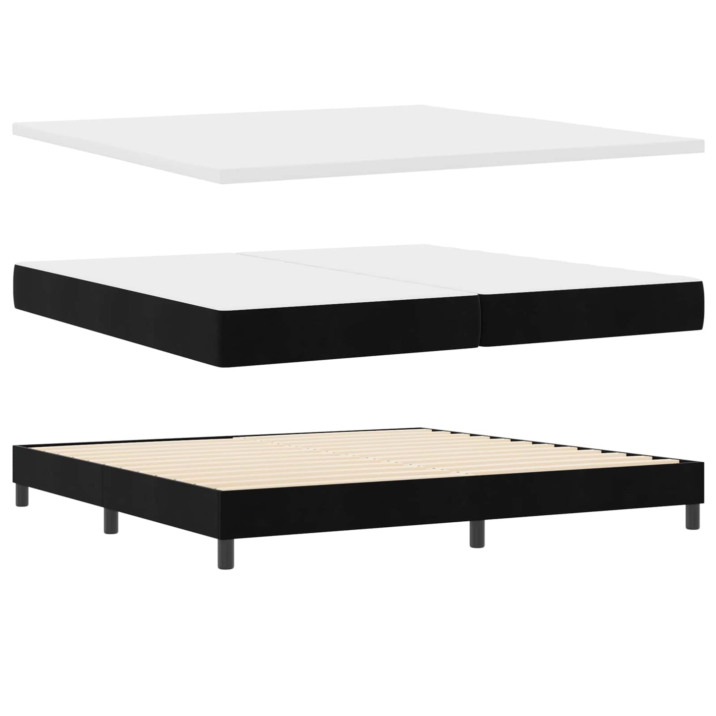 Boxspringbett mit Kopfteil Schwarz 200 x 200 cm Samt