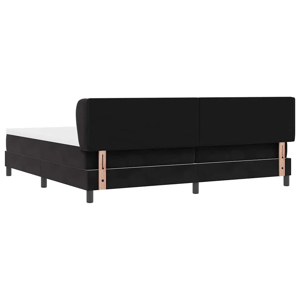 Boxspringbett mit Kopfteil Schwarz 200 x 200 cm Samt