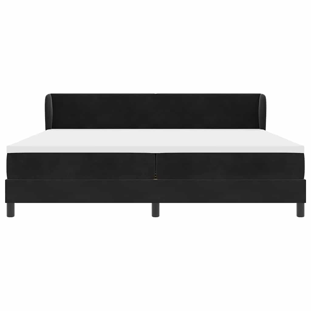 Boxspringbett mit Kopfteil Schwarz 200 x 200 cm Samt