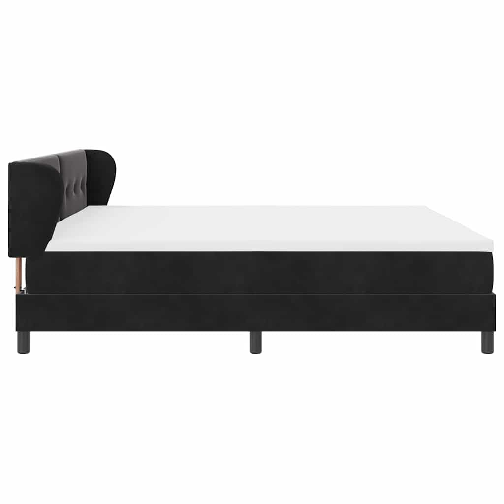Boxspringbett mit Kopfteil Schwarz 200 x 200 cm Samt