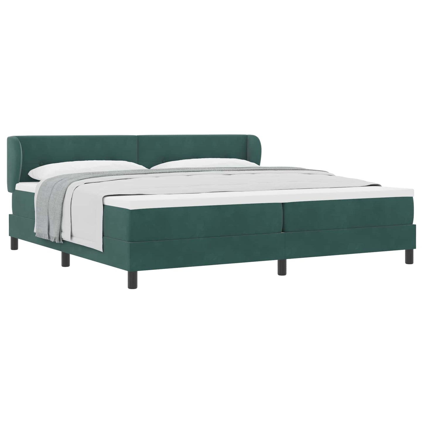 Boxspringbett mit Kopfteil Dunkelgrün 200 x 200 cm Samt