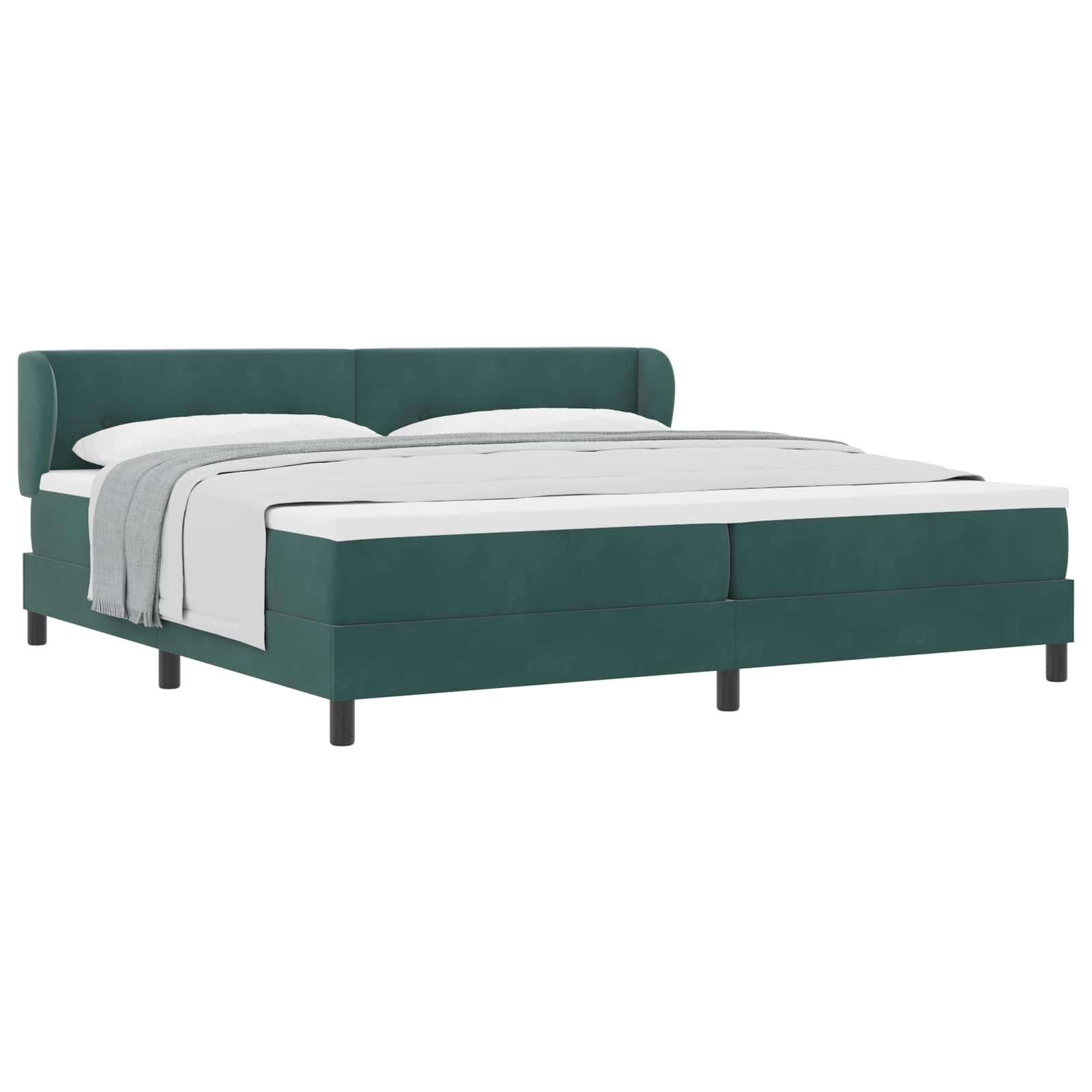 Boxspringbett mit Kopfteil Dunkelgrün 200 x 200 cm Samt
