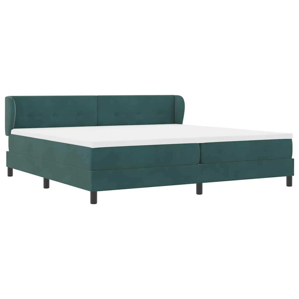 Boxspringbett mit Kopfteil Dunkelgrün 200 x 200 cm Samt