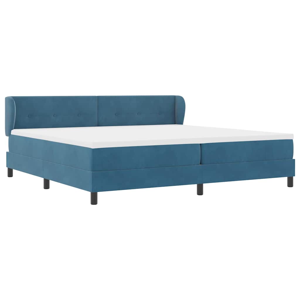 Boxspringbett mit Kopfteil Dunkelblau 200 x 200 cm Samt