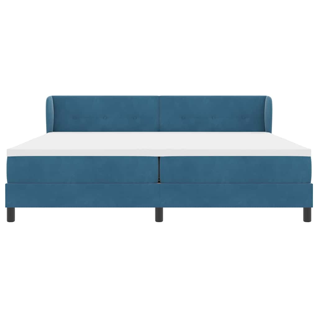 Boxspringbett mit Kopfteil Dunkelblau 200 x 200 cm Samt
