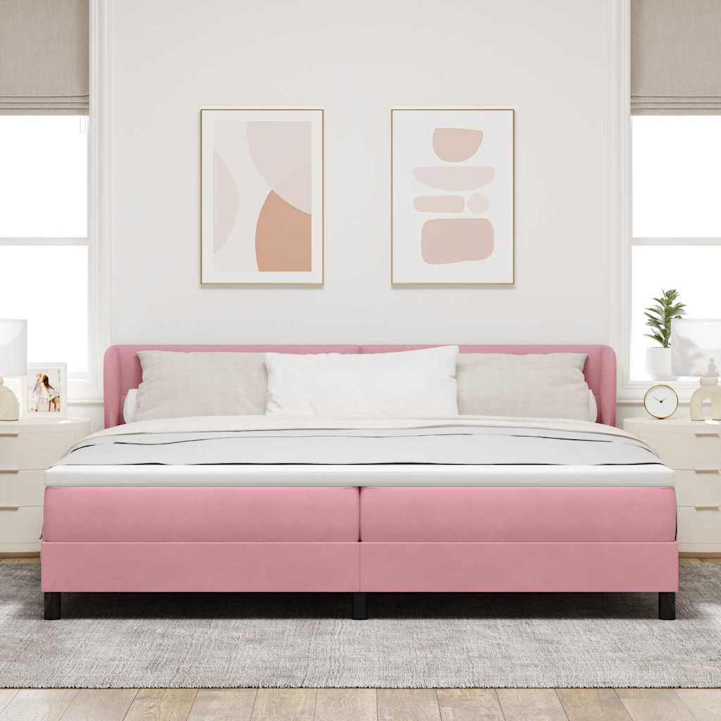 Boxspringbett mit Kopfteil Rosa 200 x 200 cm Samt