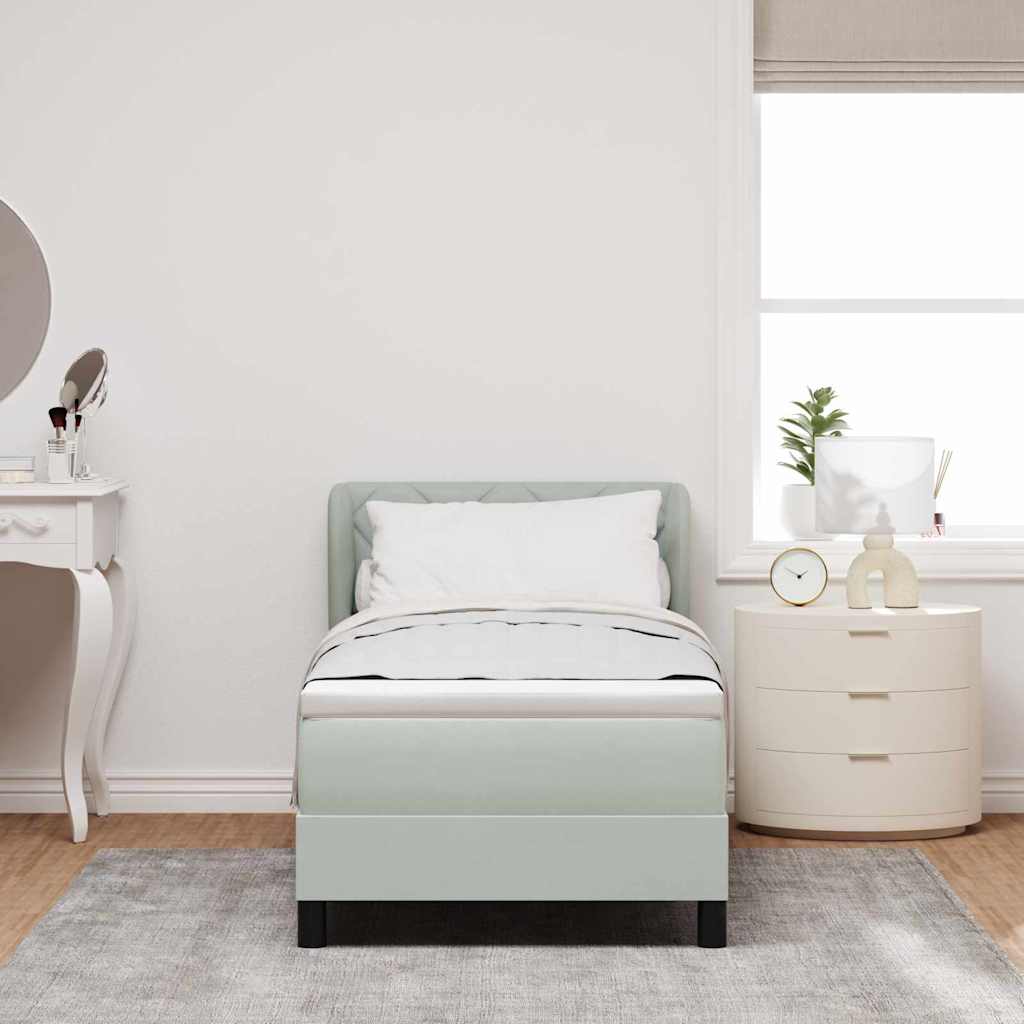Boxspringbett mit Kopfteil Hellgrau 80 x 200 cm Samt