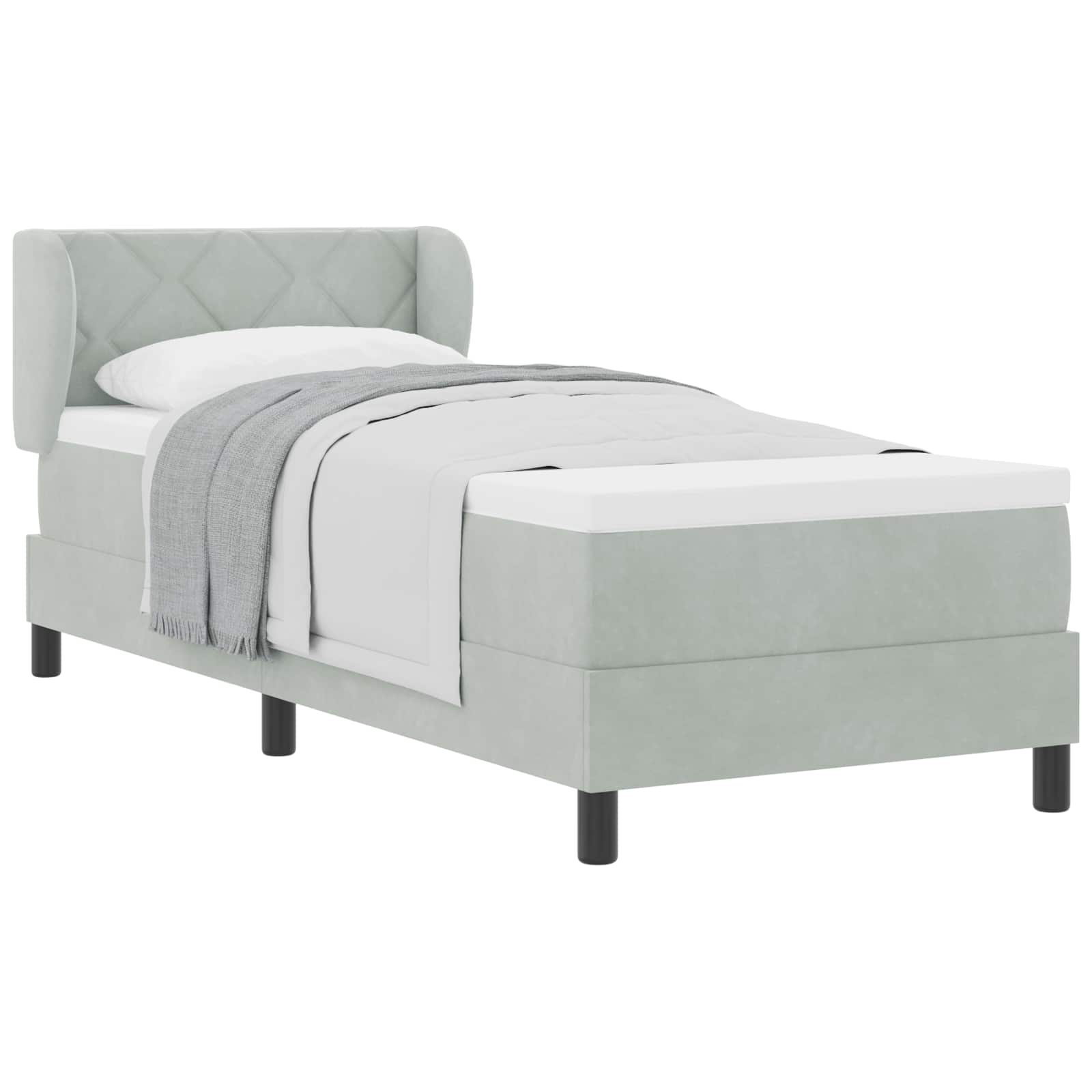 Boxspringbett mit Kopfteil Hellgrau 80 x 200 cm Samt