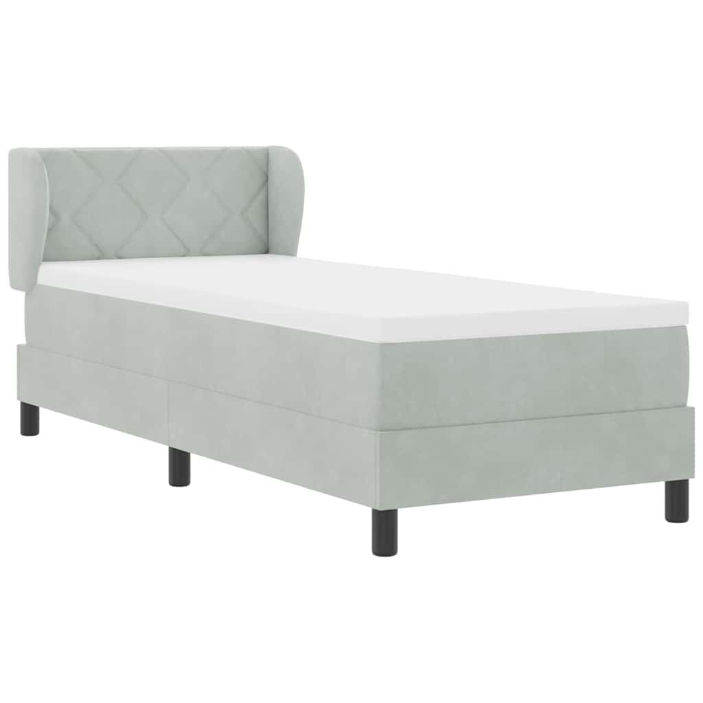 Boxspringbett mit Kopfteil Hellgrau 80 x 200 cm Samt