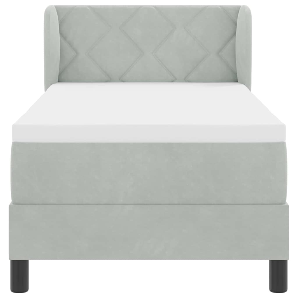 Boxspringbett mit Kopfteil Hellgrau 80 x 200 cm Samt