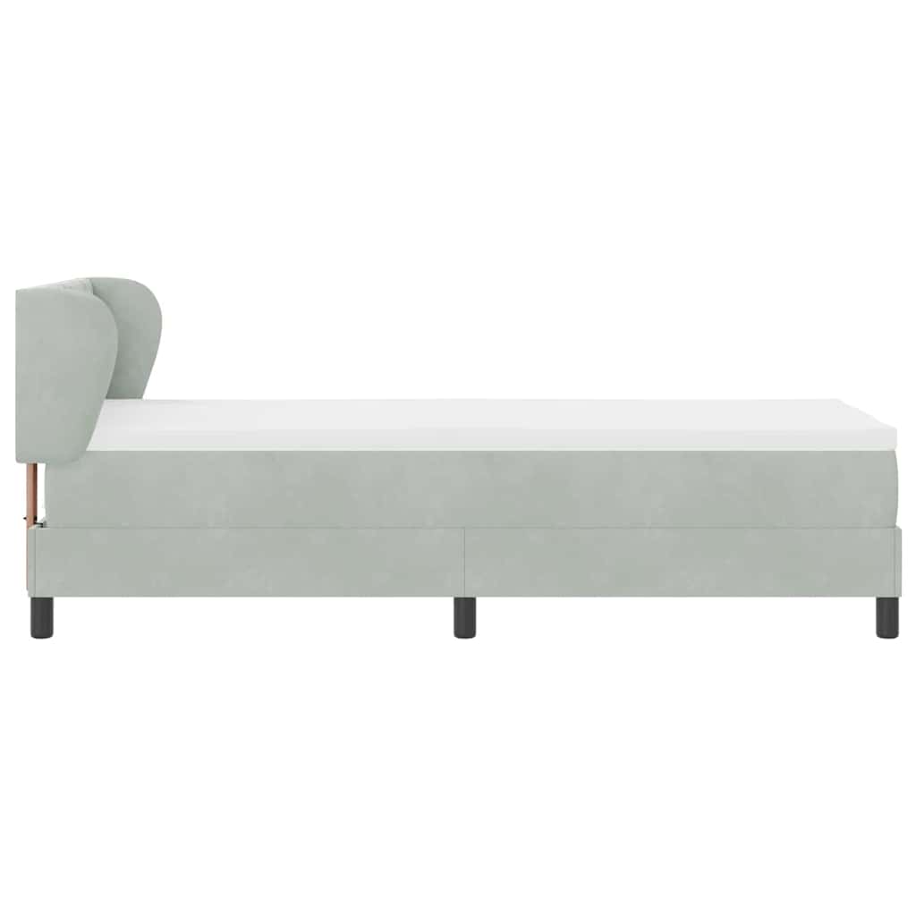 Boxspringbett mit Kopfteil Hellgrau 80 x 200 cm Samt