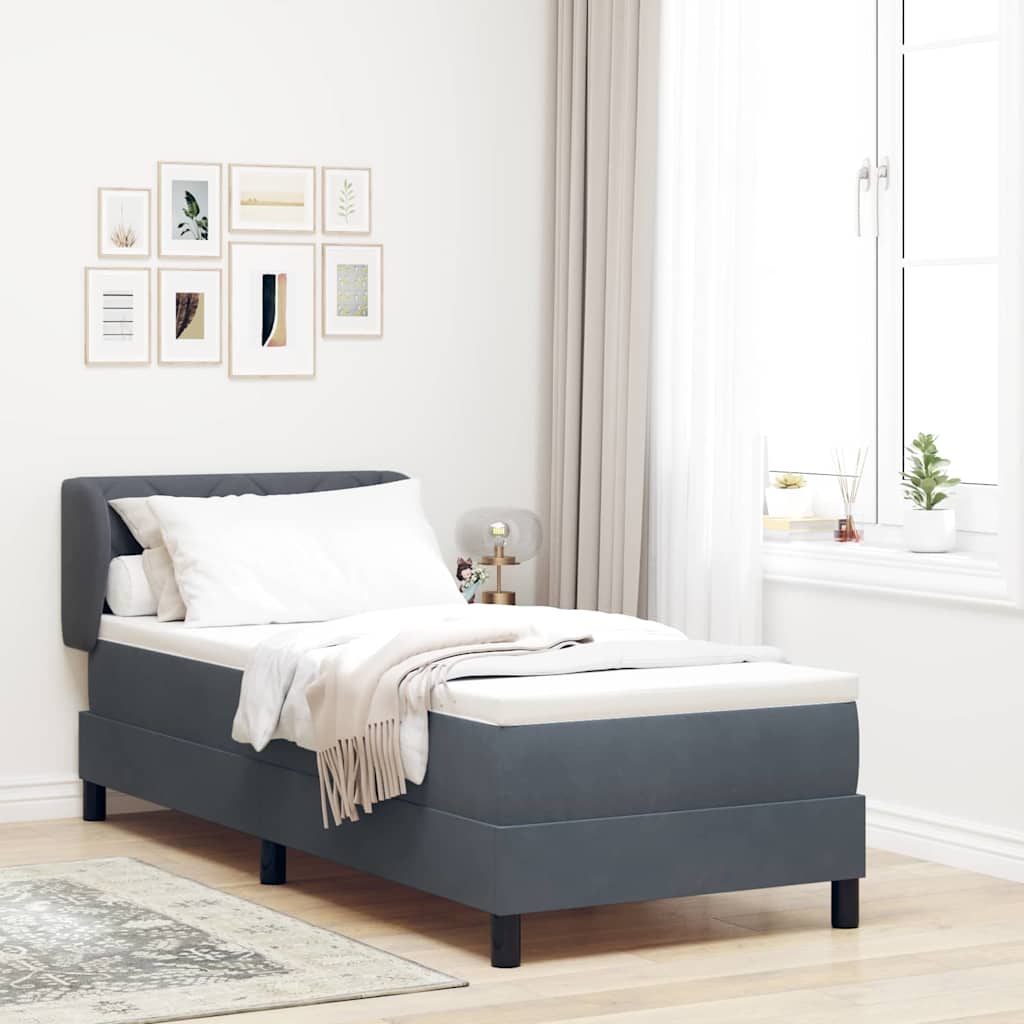 Boxspringbett mit Kopfteil Dunkelgrau 80 x 200 cm Samt