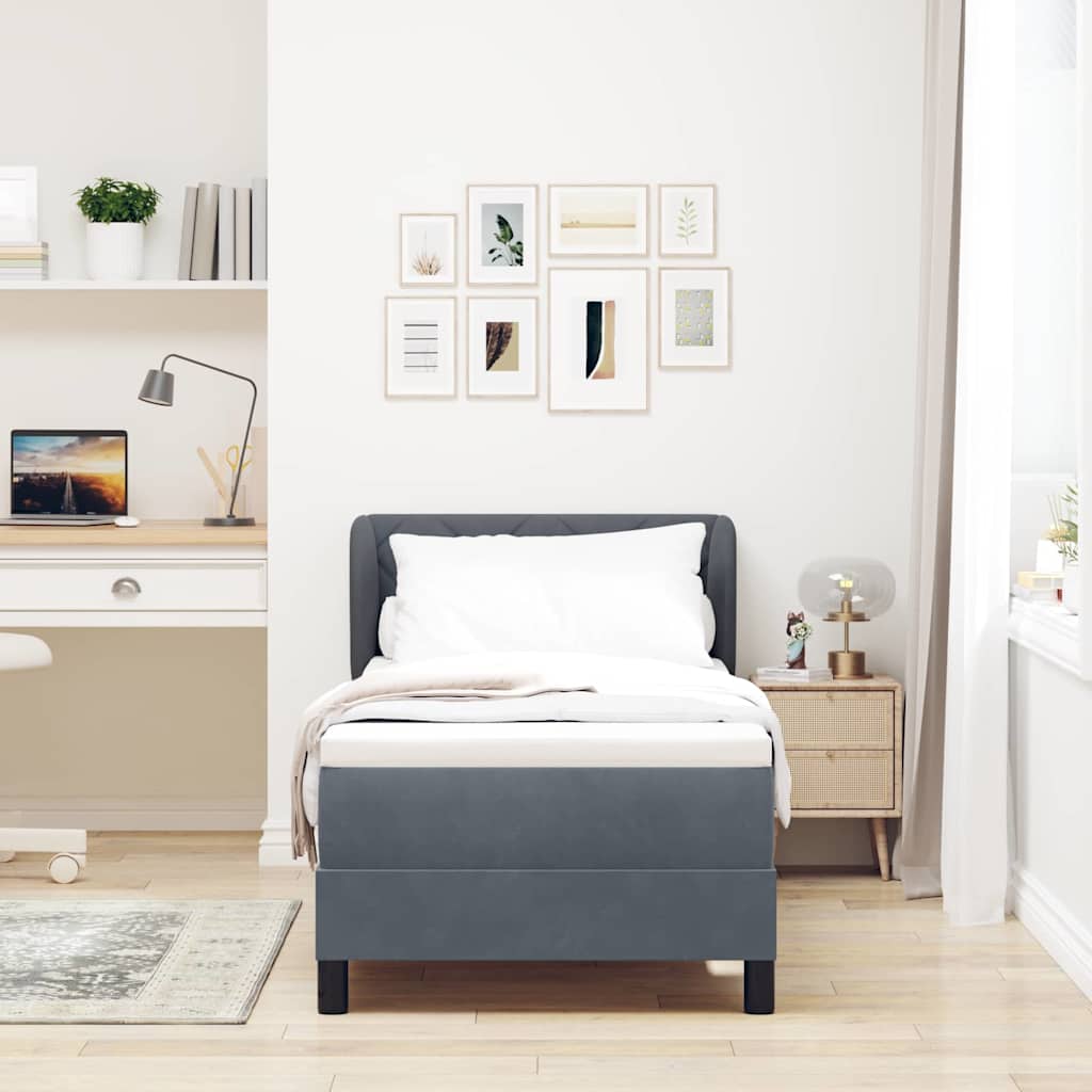Boxspringbett mit Kopfteil Dunkelgrau 80 x 200 cm Samt