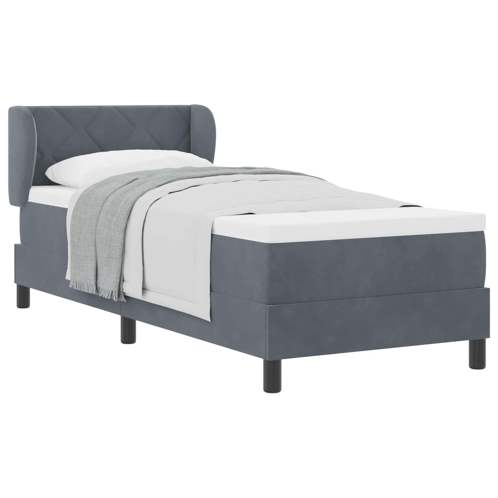 Boxspringbett mit Kopfteil Dunkelgrau 80 x 200 cm Samt