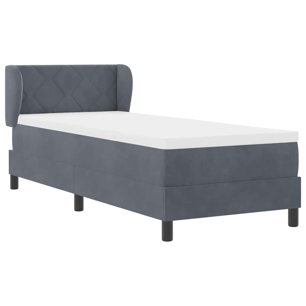 Boxspringbett mit Kopfteil Dunkelgrau 80 x 200 cm Samt