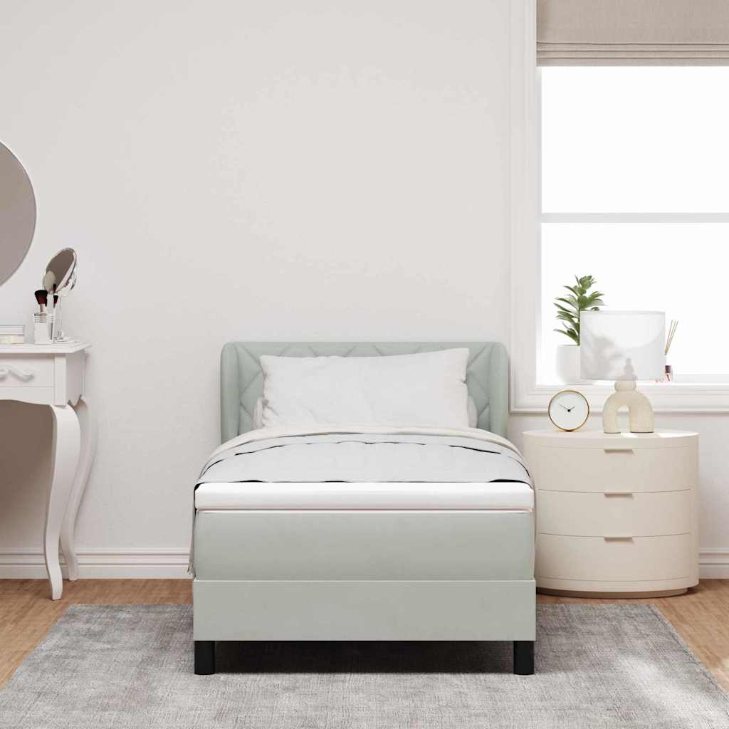Boxspringbett mit Kopfteil Hellgrau 90 x 190 cm Samt
