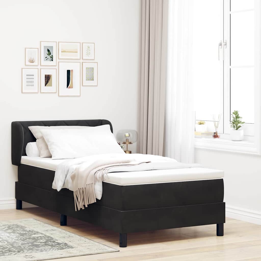 Boxspringbett mit Kopfteil Schwarz 90 x 190 cm Samt