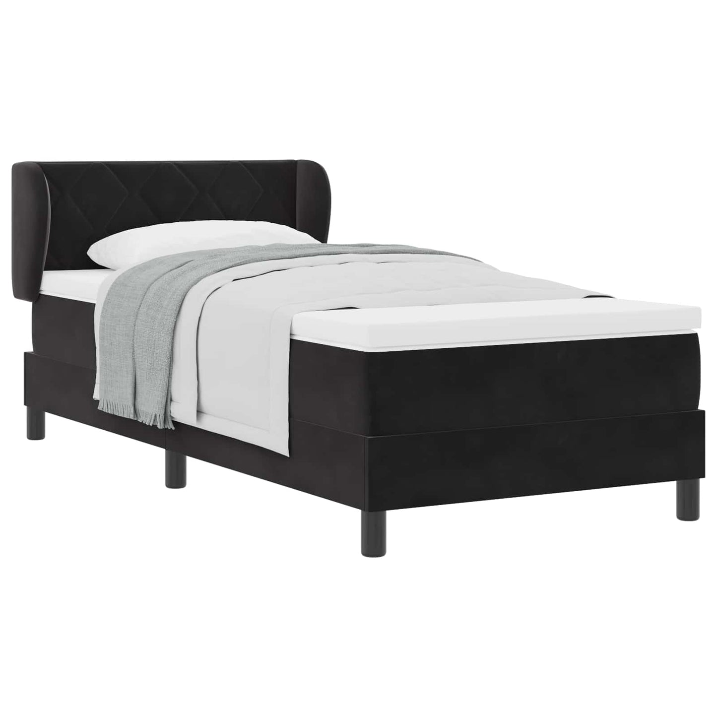 Boxspringbett mit Kopfteil Schwarz 90 x 190 cm Samt