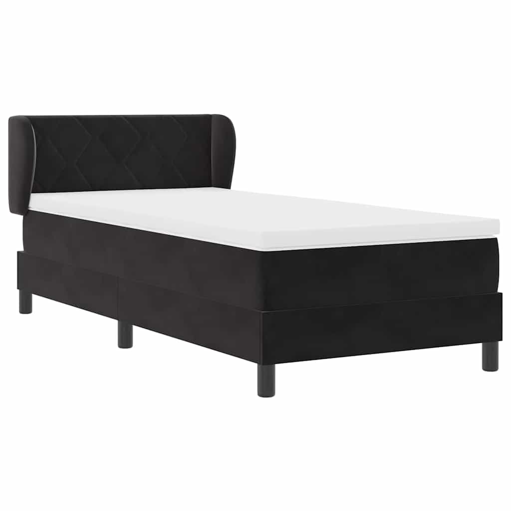 Boxspringbett mit Kopfteil Schwarz 90 x 190 cm Samt