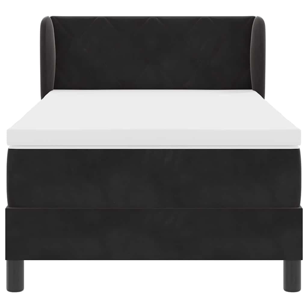 Boxspringbett mit Kopfteil Schwarz 90 x 190 cm Samt
