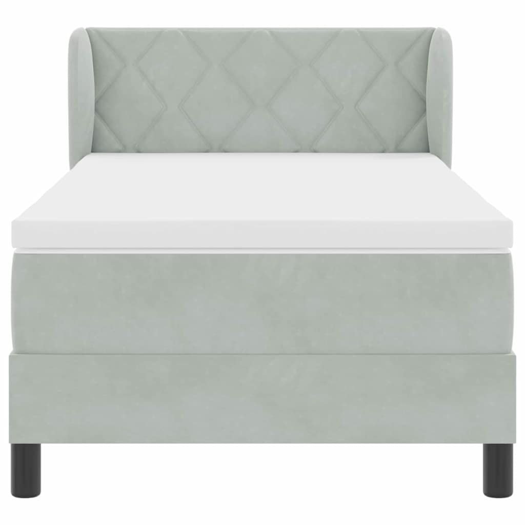 Boxspringbett mit Kopfteil Hellgrau 90 x 200 cm Samt