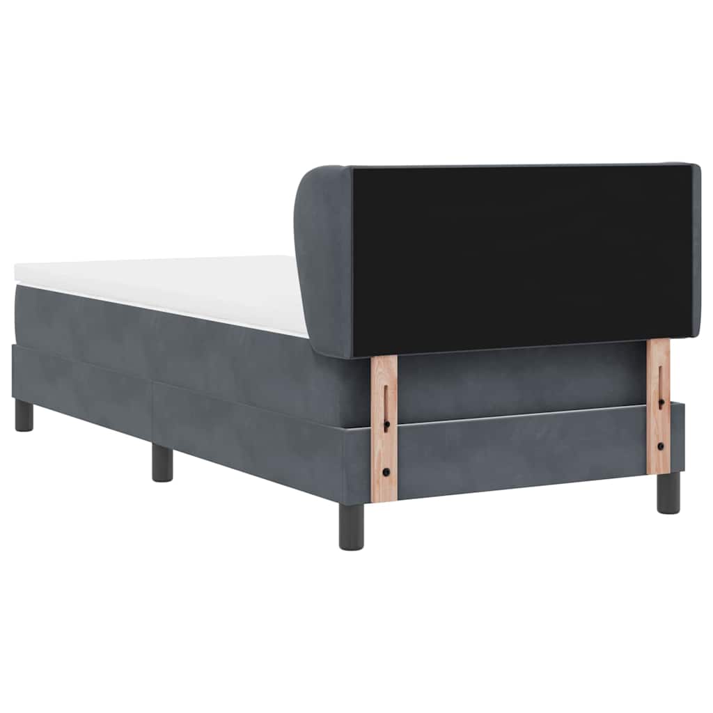 Boxspringbett mit Kopfteil Dunkelgrau 90 x 200 cm Samt