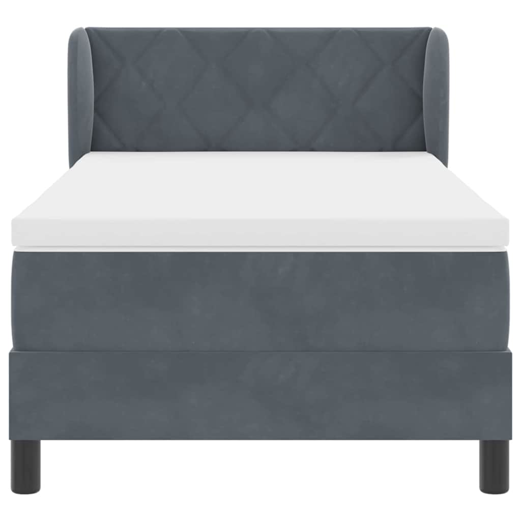 Boxspringbett mit Kopfteil Dunkelgrau 90 x 200 cm Samt