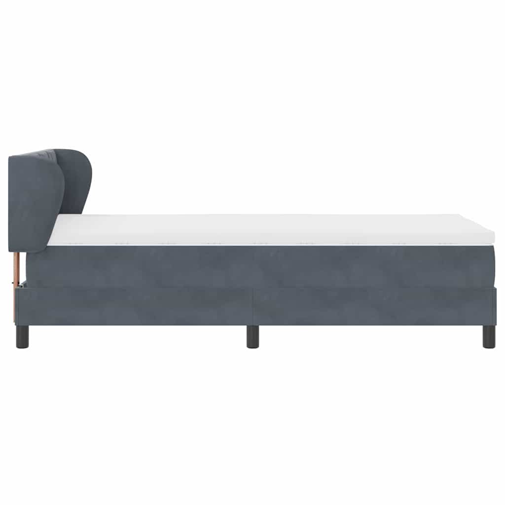 Boxspringbett mit Kopfteil Dunkelgrau 90 x 200 cm Samt