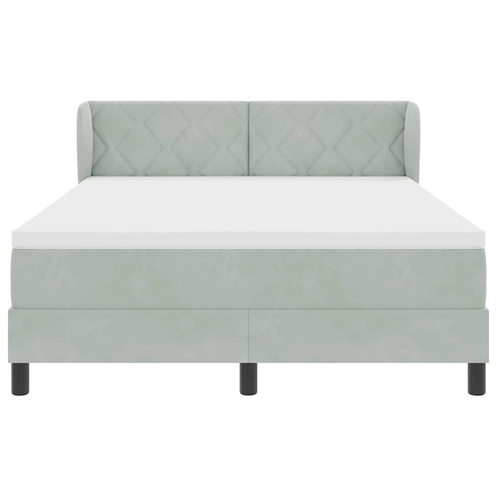 Boxspringbett mit Kopfteil Hellgrau 140 x 190 cm Samt