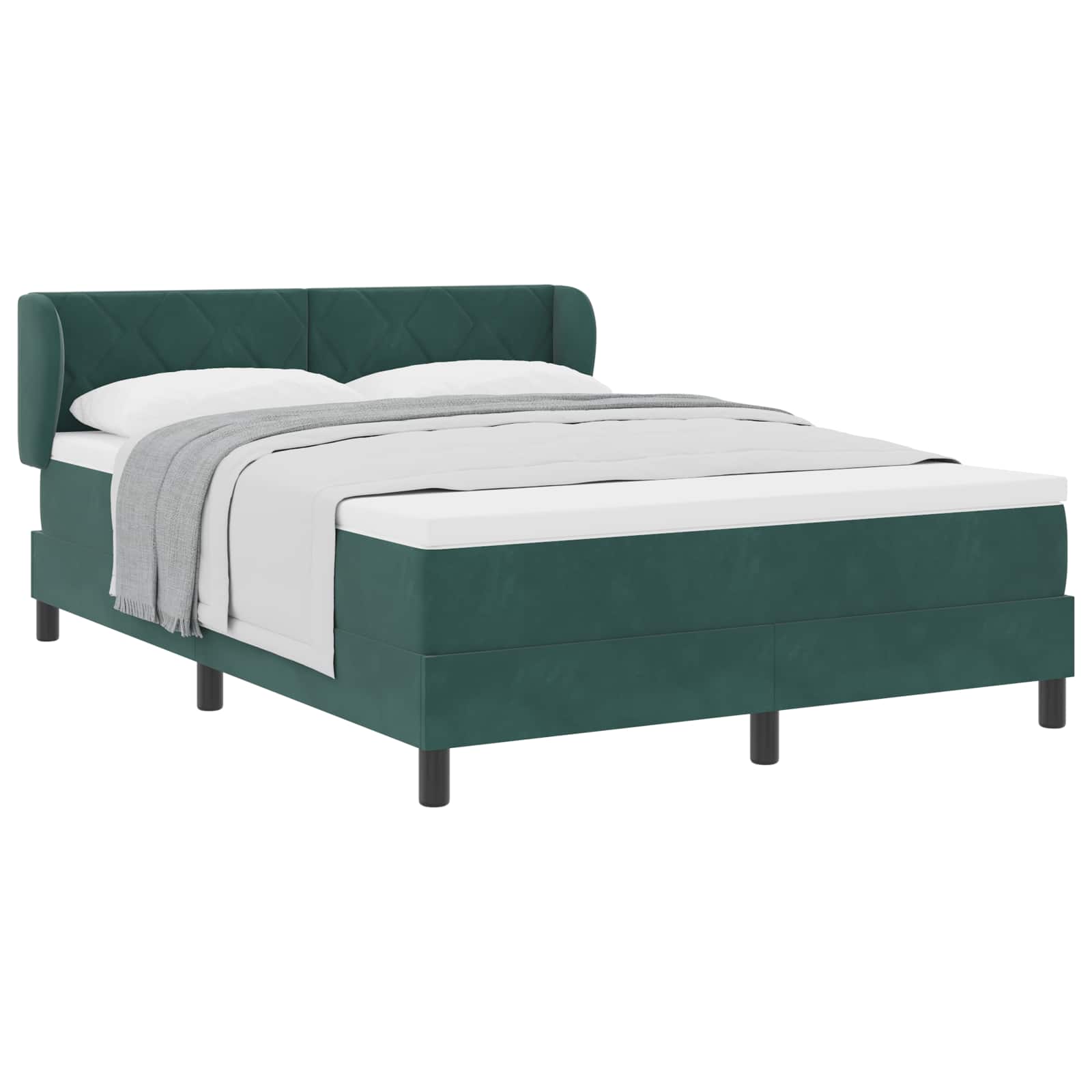 Boxspringbett mit Kopfteil Dunkelgrün 140 x 190 cm Samt