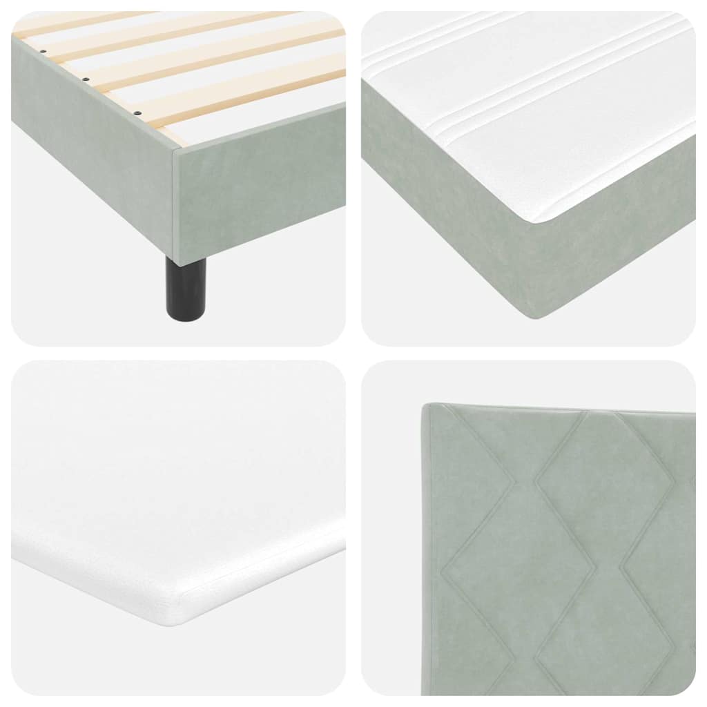 Boxspringbett mit Kopfteil Hellgrau 160 x 200 cm Samt