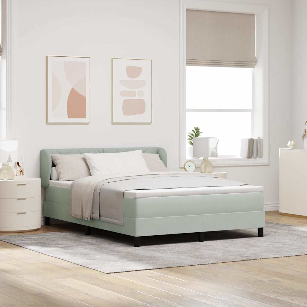 Boxspringbett mit Kopfteil Hellgrau 160 x 200 cm Samt