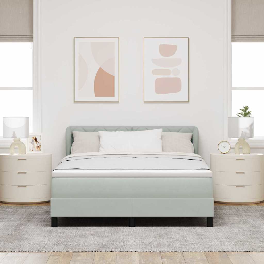 Boxspringbett mit Kopfteil Hellgrau 160 x 200 cm Samt