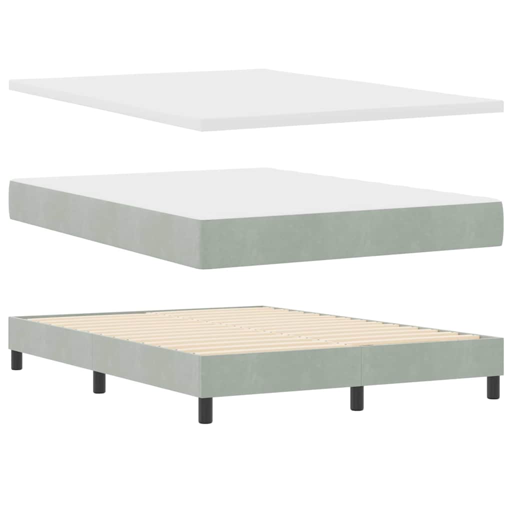 Boxspringbett mit Kopfteil Hellgrau 160 x 200 cm Samt