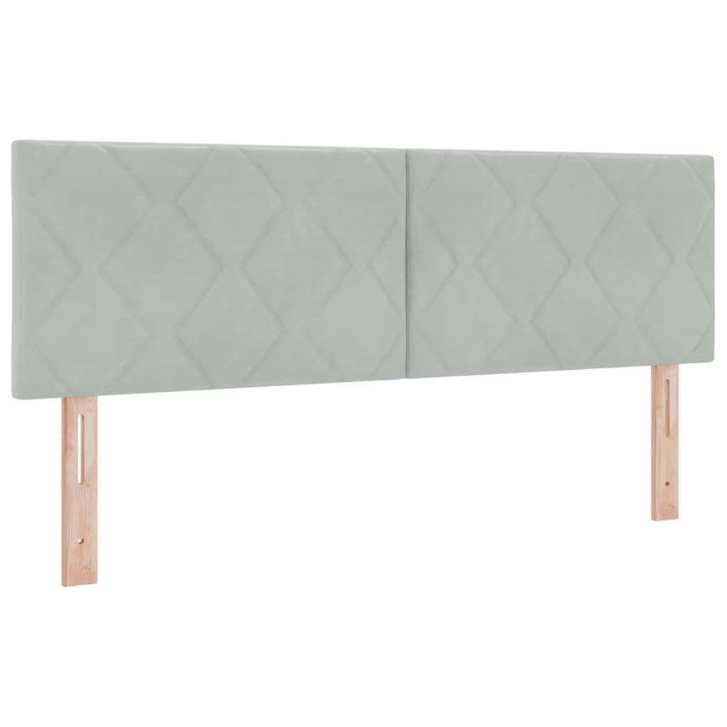 Boxspringbett mit Kopfteil Hellgrau 160 x 200 cm Samt