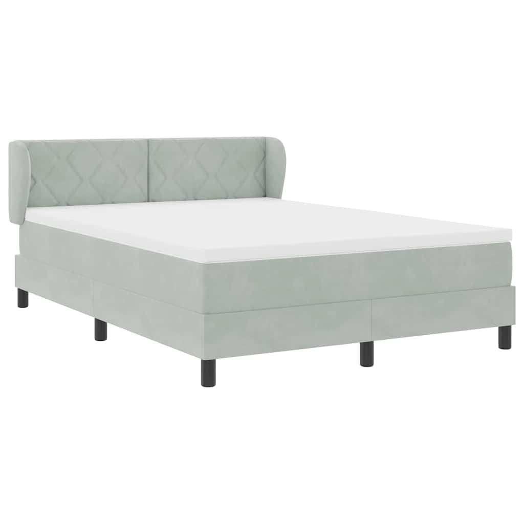 Boxspringbett mit Kopfteil Hellgrau 160 x 200 cm Samt