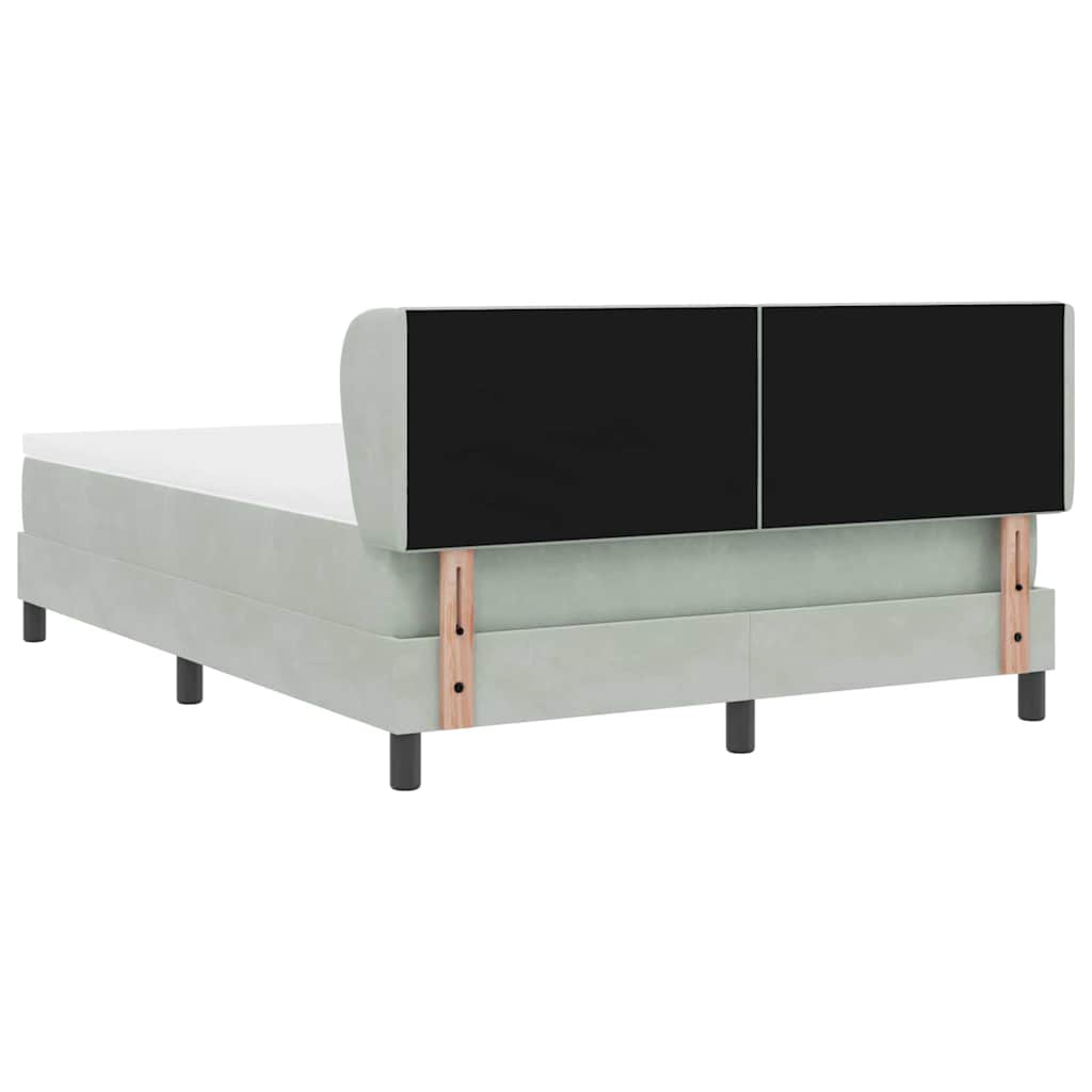 Boxspringbett mit Kopfteil Hellgrau 160 x 200 cm Samt