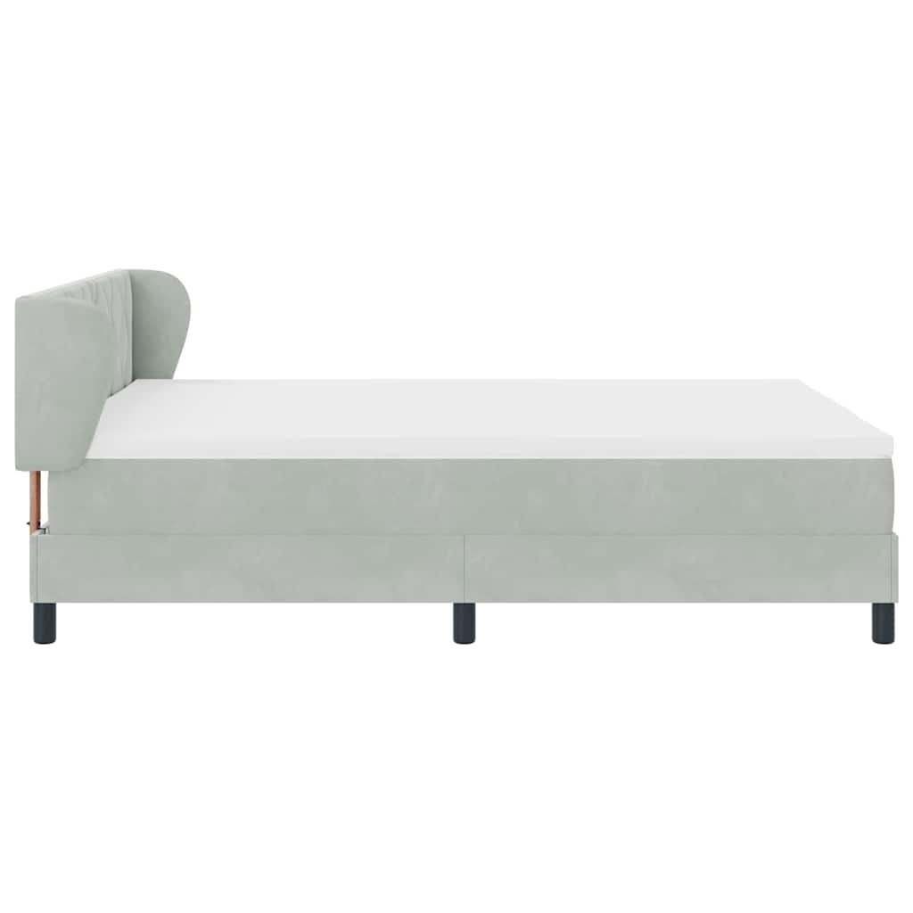 Boxspringbett mit Kopfteil Hellgrau 160 x 200 cm Samt
